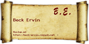 Beck Ervin névjegykártya