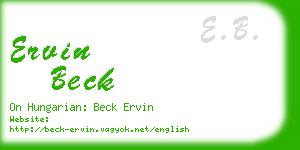 ervin beck business card